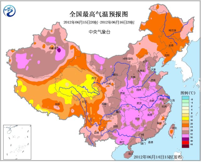 明天全国最高气温预报图